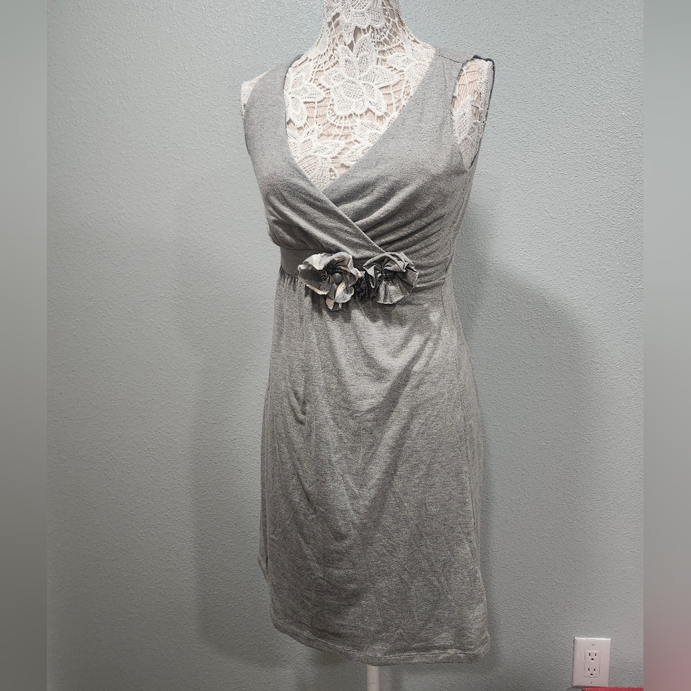 Maurices Grey Or Gray Casual Dress With Button Flower Accent Size S